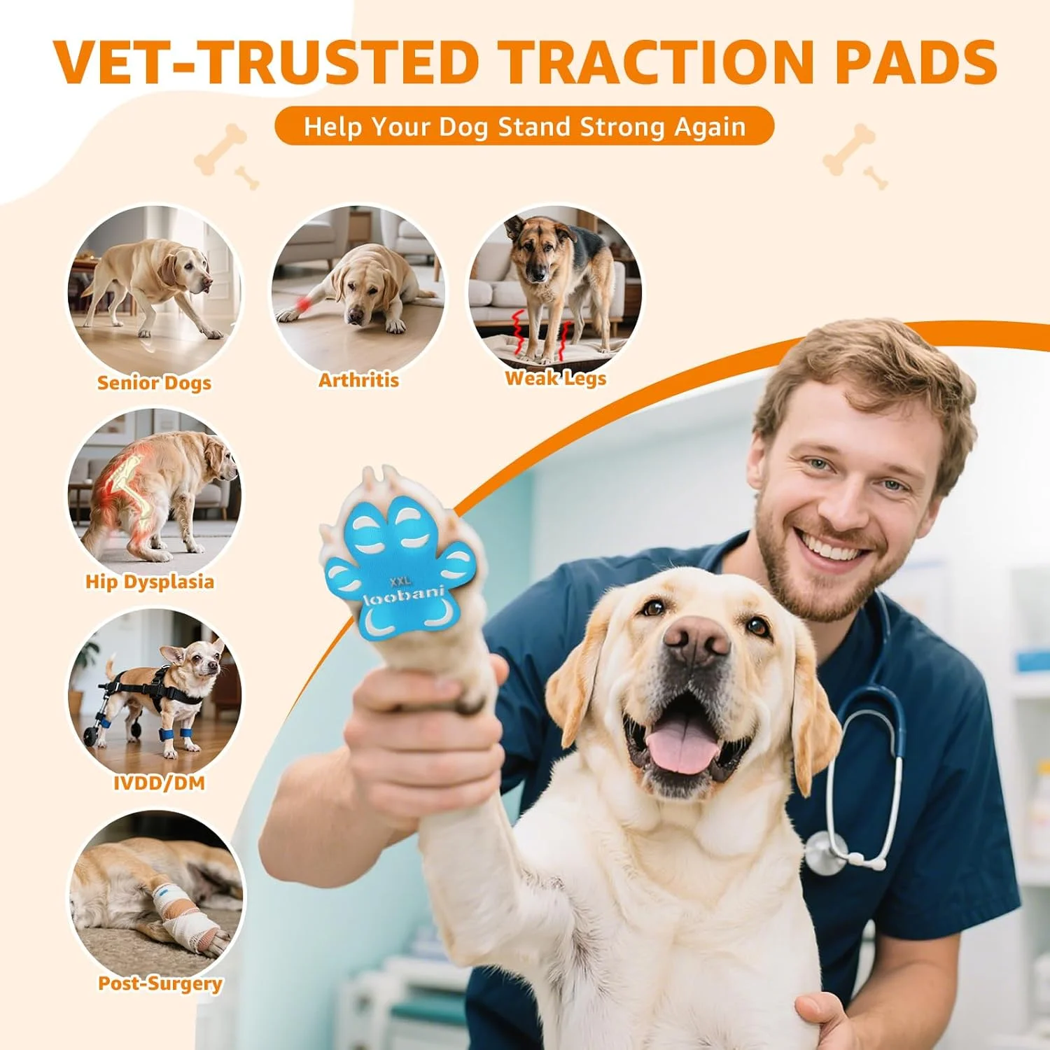 پدهای محافظ پنجه سگ برای کشش - پدهای محافظ پنجه چسبنده ضد لغزش سگ برای سگ های مسن، روکش پدهای چسبنده پنجه سگ ضد لغزش برای کف های چوبی لغزنده برای جلوگیری از لغزش هنگام راه رفتن و دویدن