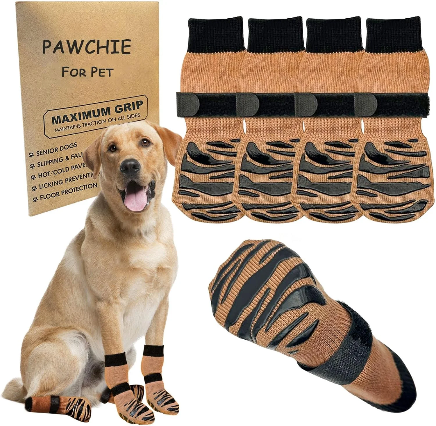 جوراب سگ ضد لغزش پاچی، محافظ پنجه سگ برای جلوگیری از لیسیدن و لغزش برای سگ های متوسط و بزرگ (XS)