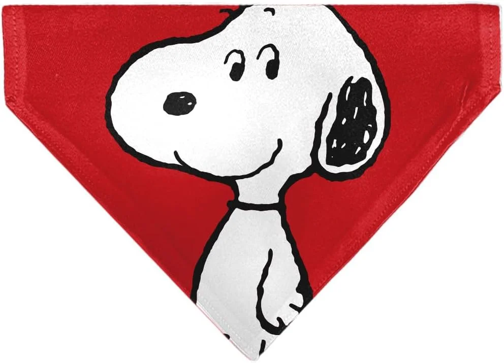 دستمال گردن سگ با طرح صورت خندان اسنوپی، قرمز