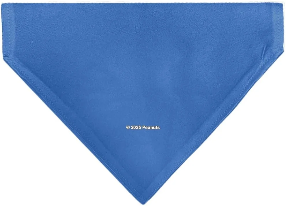 دستمال گردن سگ با طرح لوسی ون پلت با چهره خندان، آبی رنگ و قابل نصب روی قلاده