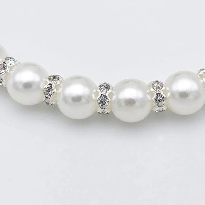 گردنبند مرواریدی سایه دار سگ، جواهرات یقه ای برای سگ های کوچک و توله سگ - یقه عروسی گربه نگین دار برای حیوانات خانگی - لباس های زیبا برای دخترانه چیواوا یورکی (سایز M)