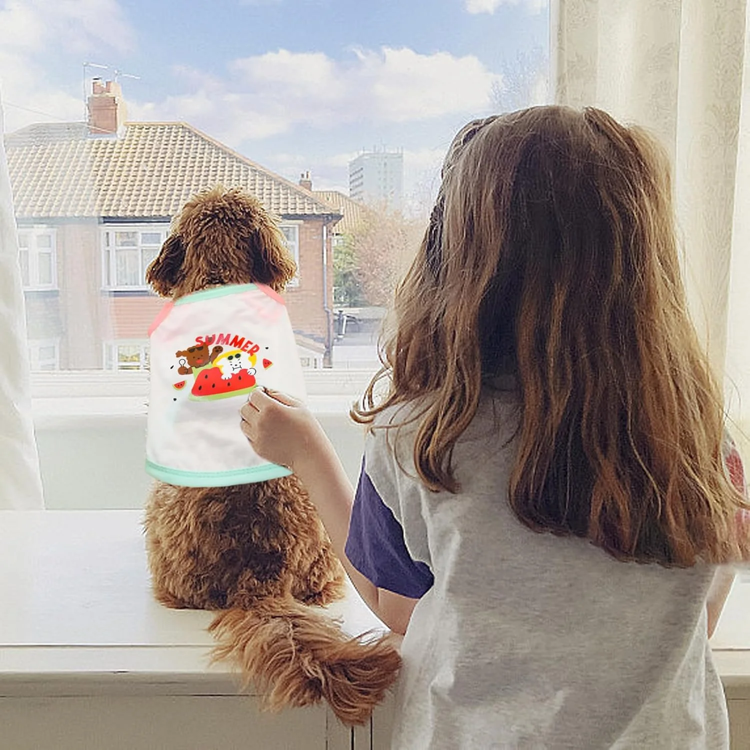 لباس حیوانات خانگی - لباس سگ سایز متوسط | پیراهن خنک کننده نرم و کشسان بدون آستین برای گربه، مناسب ساحل، کمپینگ، پیاده روی، تمرین، تولد، مسافرت، ورزش و مد