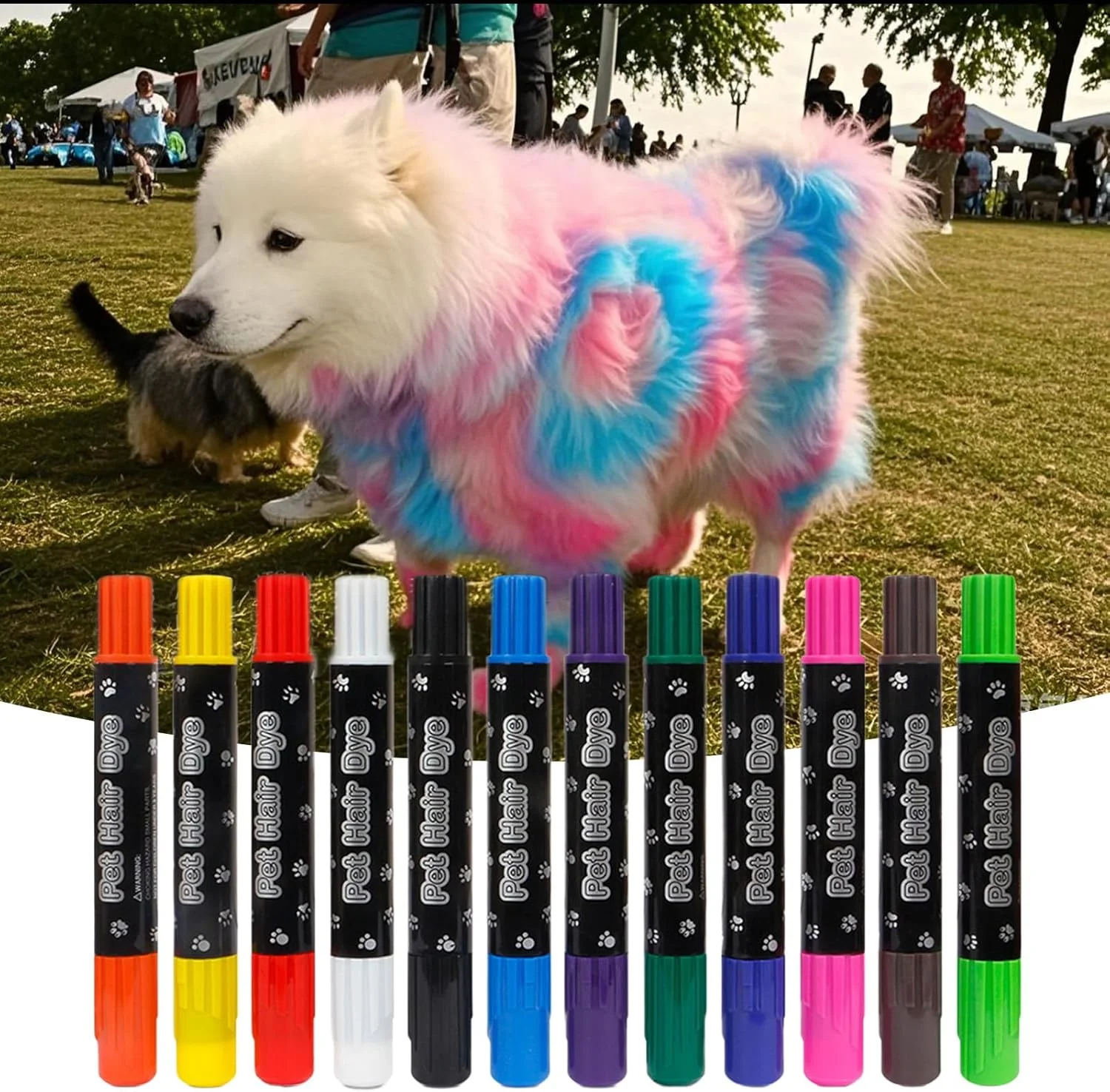 رنگ موی حیوانات خانگی برای سگ ها - ماژیک رنگ آمیزی توله سگ، مجموعه ماژیک رنگ موی سگ ایمن و قابل شستشو برای آرایش فانتزی و پیرایش خلاقانه حیوانات خانگی