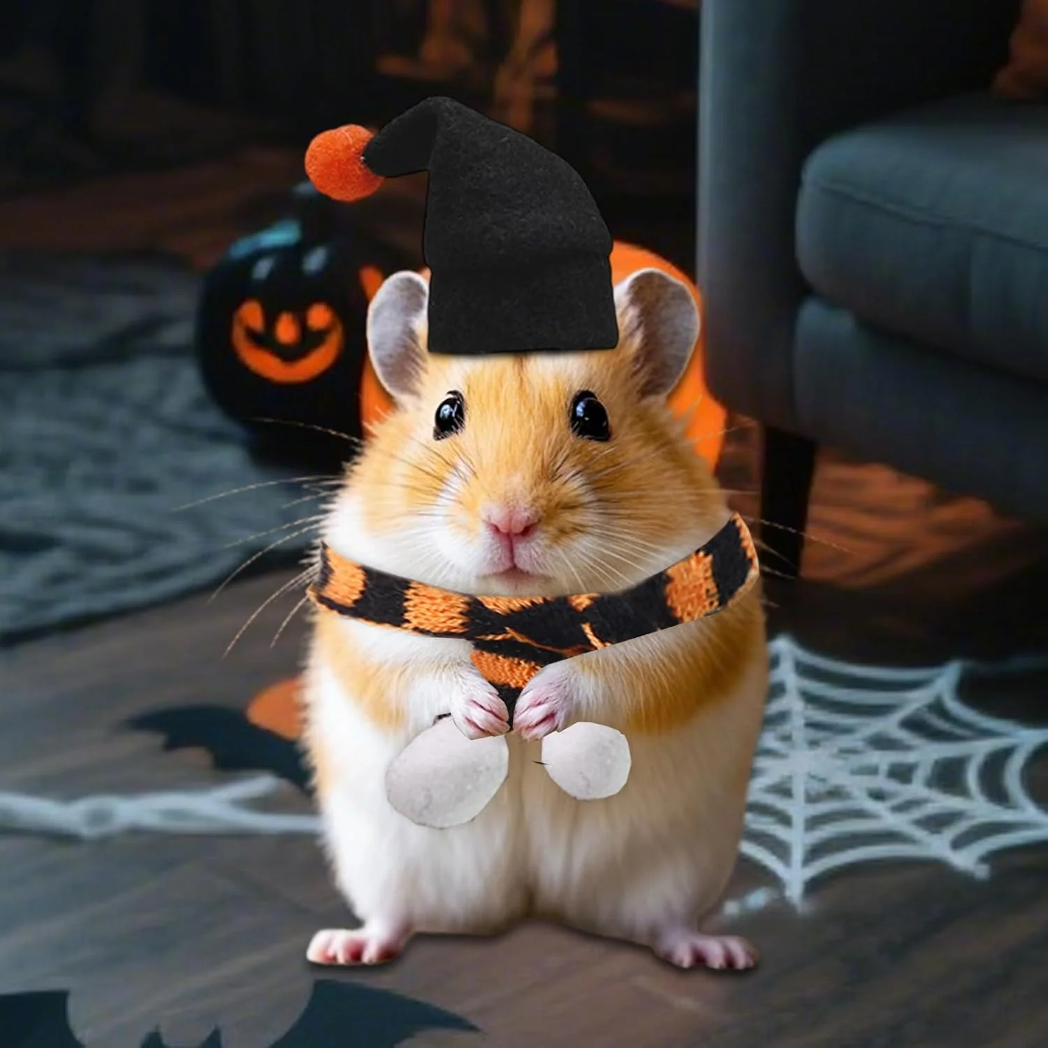 ست کلاه و شال حیوانات خانگی | کلاه و شال گردن لباس هالووین همستر - لباس حیوانات خانگی با قابلیت تنظیم برای جشنواره تعطیلات، جشن تولد کریسمس ست کلاه و شال حیوانات خانگی | کلاه و شال گردن لباس هالووین همستر - لباس حیوانات خانگی با قابلیت تنظیم برای جشنواره تعطیلات، جشن تولد کریسمس