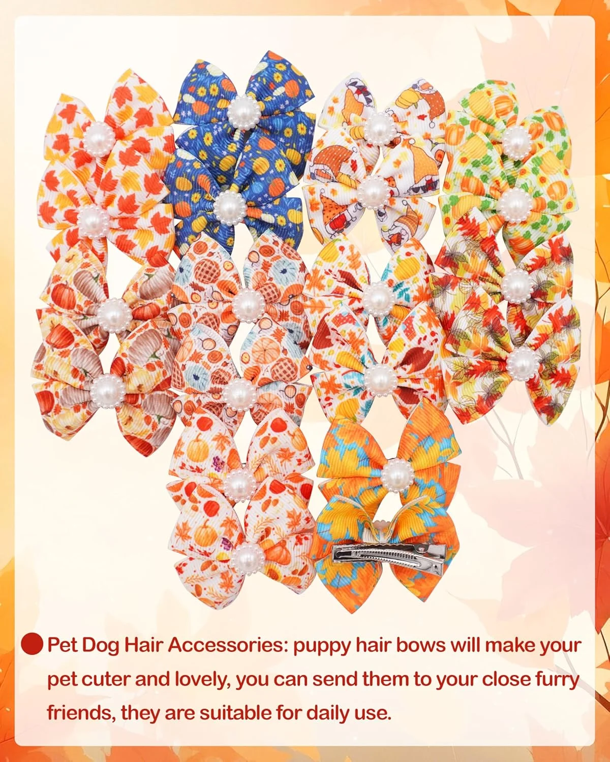 پت شو، 20 عدد پاپیون موی سگ طرح پاییز با گیره های سوسماری برای سگ های کوچک و متوسط، پاپیون های گلدار پاییزی، گیره موی گربه، توله سگ یورکشایر، لوازم آرایش موی نگین دار برای لباس های مهمانی پت شو، 20 عدد پاپیون موی سگ طرح پاییز با گیره های سوسماری برای سگ های کوچک و متوسط، پاپیون های گلدار پاییزی، گیره موی گربه، توله سگ یورکشایر، لوازم آرایش موی نگین دار برای لباس های مهمانی