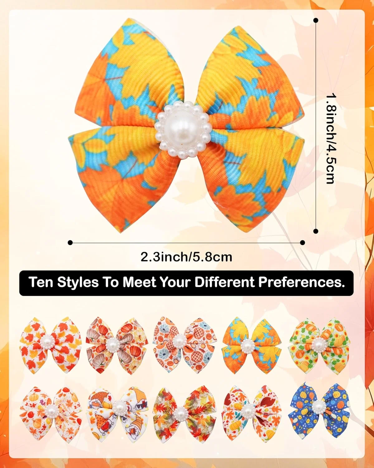 پت شو، 20 عدد پاپیون موی سگ با گیره های سوسماری برای سگ های کوچک و متوسط، پاپیون های گلدار پاییزی، گیره موی گربه، توله سگ یورکشایر، لوازم آرایش موی نگین دار برای لباس های مهمانی