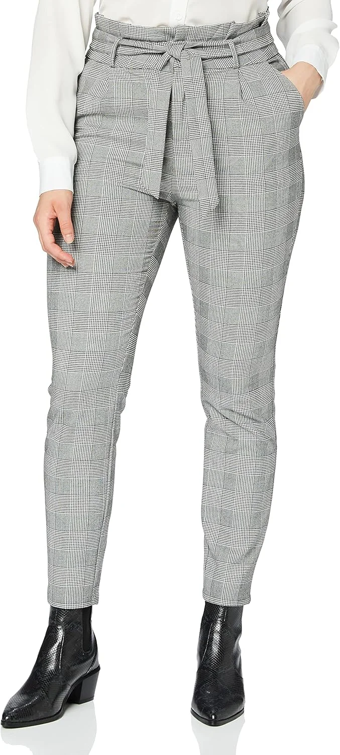 شلوار زنانه ورو مدا مدل Vmeva Hr Loose Paperbag Check Pant Noos