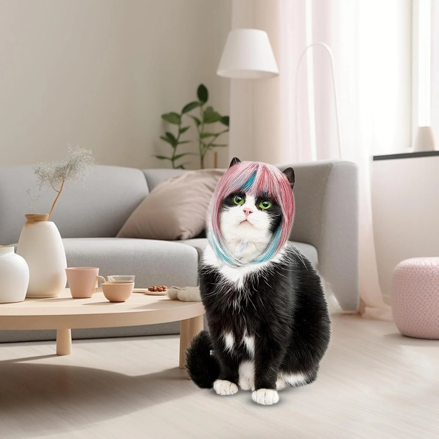 کلاه گیس خنده دار حیوانات خانگی - کلاه گیس سگ برای عکاسی، مسافرت، دورهمی، بازی در فضای داخلی و خارجی، مناسب برای جشن و هالووین