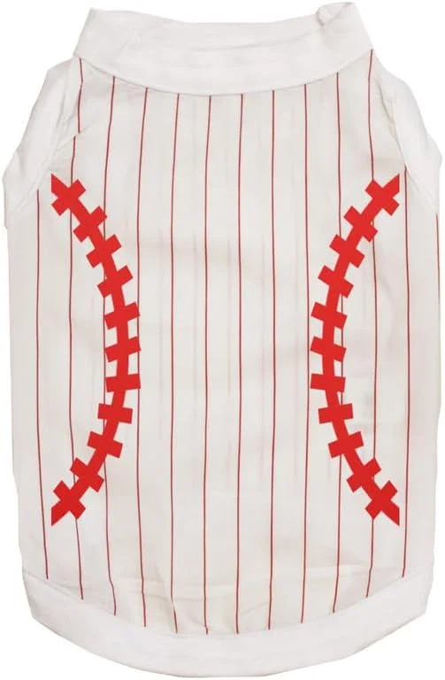 پیراهن سگ طرح بیسبال Petitebella (راه راه سفید/قرمز، متوسط)