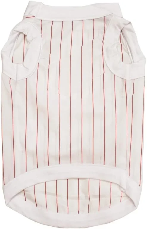 پیراهن سگ طرح بیسبال Petitebella (راه راه سفید/قرمز، متوسط)