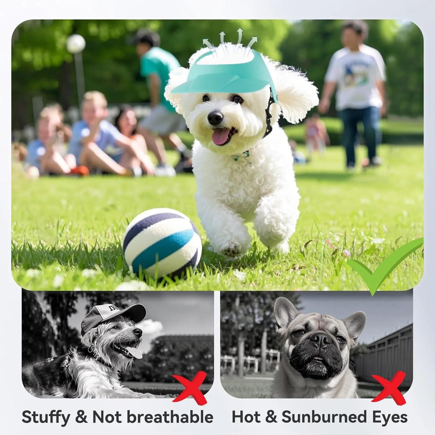 کلاه سگ PETLESO برای سگ های کوچک و متوسط، کلاه آفتابی سگ با سوراخ های گوش، کلاه بیسبال تنفسی حیوانات خانگی برای توله سگ های 7.5 تا 12.5 کیلوگرمی، آبی