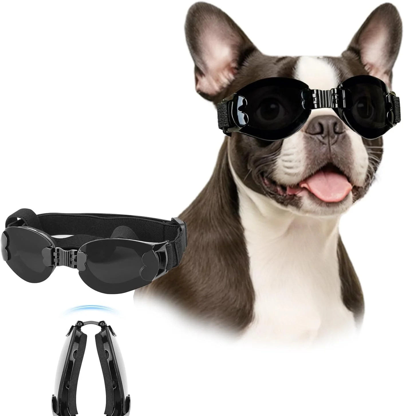 عینک آفتابی تاشو سگ پتلسو، عینک سگ مقاوم در برابر اشعه ماوراء بنفش برای سگ های کوچک و متوسط، مناسب برای رانندگی/مسافرت در فضای باز