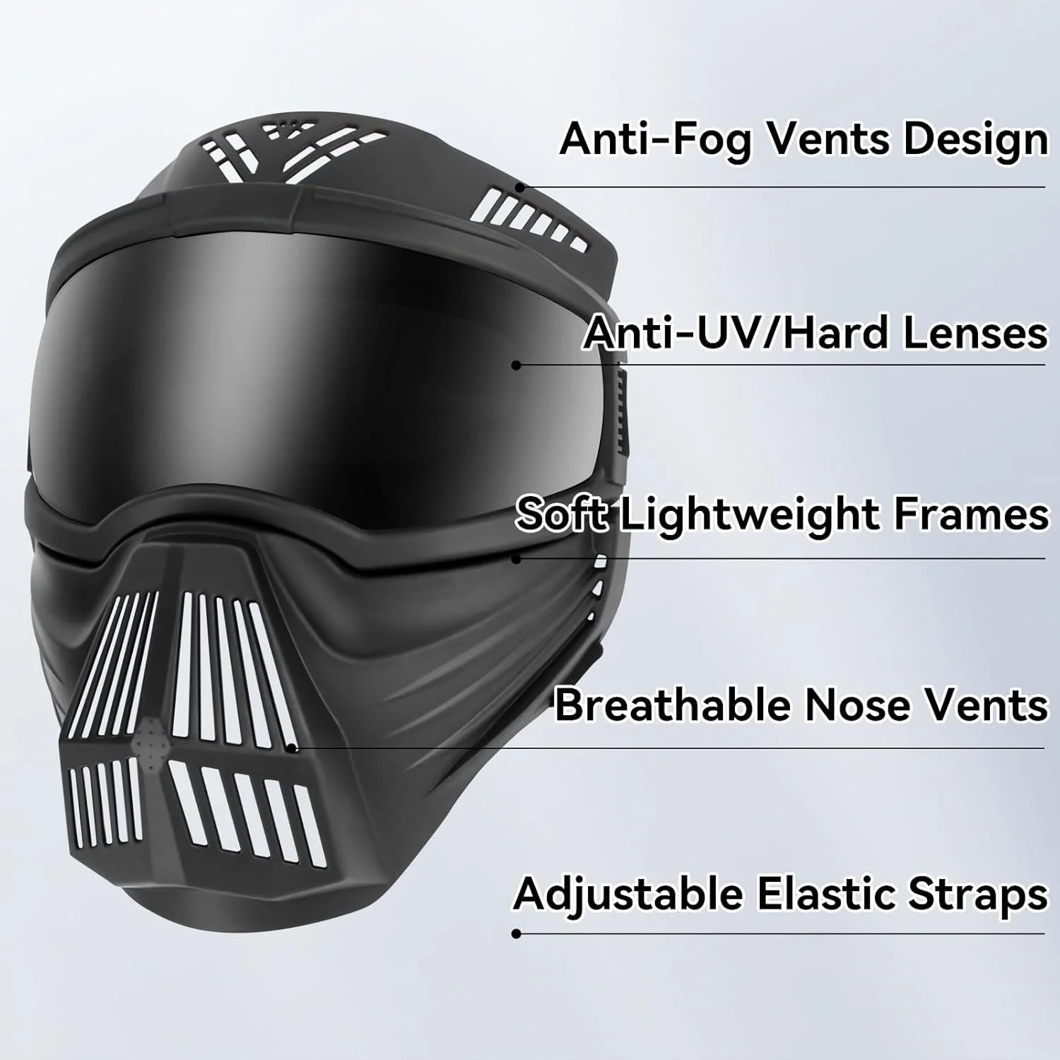 عینک محافظ سگ پتلسو برای نژادهای بزرگ، عینک آفتابی تمام صورت با محافظت UV برای سگ های متوسط تا بزرگ، محافظت از چشم حیوانات خانگی در برابر باد، گرد و غبار و برف برای رانندگی در فضای باز، بند های قابل تنظیم، مشکی