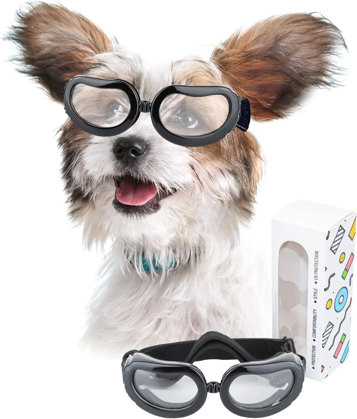 عینک آفتابی سگ PETLESO برای نژادهای کوچک، عینک محافظ چشم سگ برای سگ های کوچک مناسب برای رانندگی و فعالیت های خارج از منزل، لنز شفاف عینک آفتابی سگ PETLESO برای نژادهای کوچک، عینک محافظ چشم سگ برای سگ های کوچک مناسب برای رانندگی و فعالیت های خارج از منزل، لنز شفاف