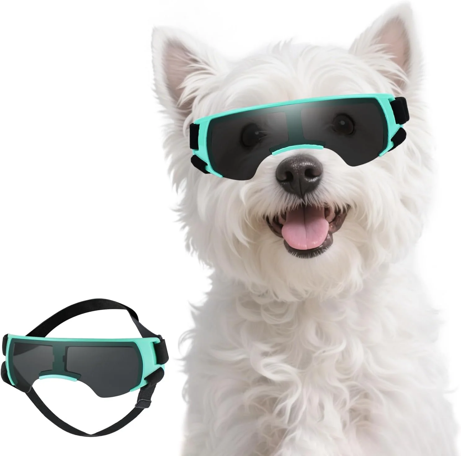 عینک محافظ سگ کوچک پتلسو، ضد اشعه ماوراء بنفش برای رانندگی در فضای باز، دوچرخه سواری، پیاده روی، محافظت از چشم در برابر باد، گرد و غبار و برف، عینک حیوانات خانگی با بند قابل تنظیم، آبی