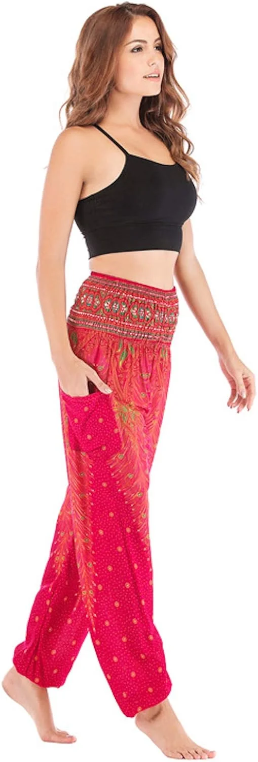 WSLCN شلوار راحتی زنانه، طرح دار، کمر کشی، نازک، جیب دار، مناسب یوگا، ساحل و تابستان WSLCN شلوار راحتی زنانه، طرح دار، کمر کشی، نازک، جیب دار، مناسب یوگا، ساحل و تابستان