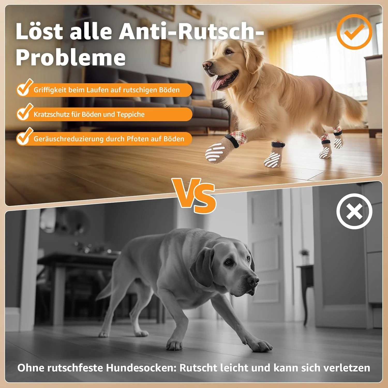 جوراب سگ محافظ پنجه PICK FOR LIFE بسته 4 عددی، جوراب ضد لغزش سگ با بست چسبی برای سطوح سخت داخلی، جوراب برای سگ های کوچک، متوسط و بزرگ