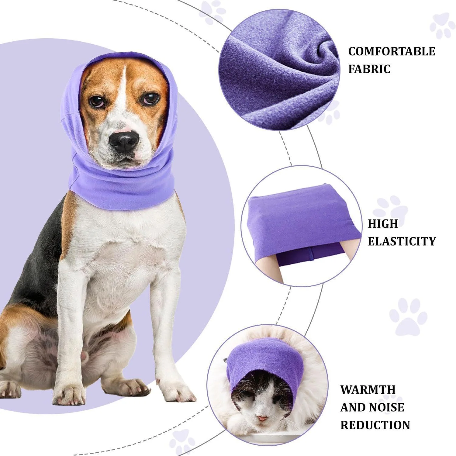 کلاه سگ، کلاه نرم و گرم، کلاه الاستیک، کلاه کاهش صدای حیوانات خانگی، لوازم حیوانات خانگی (3 عدد)