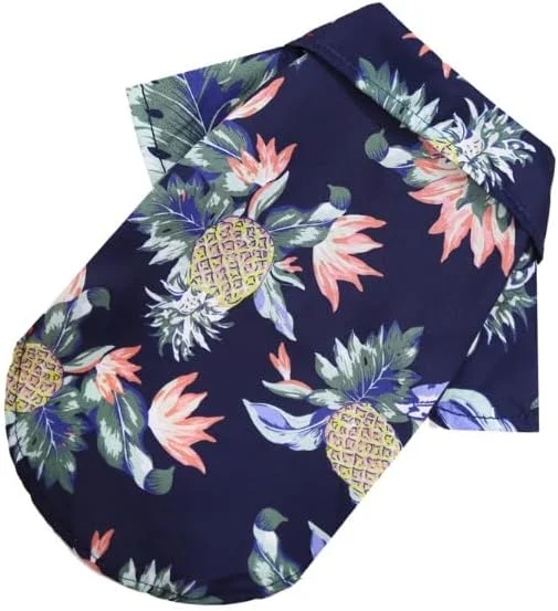 پیراهن حیوانات خانگی با طرح آناناس مناسب بهار و تابستان، تاپ تنفسی سگ و گربه برای حیوانات خانگی کوچک و متوسط، سرمه ای، سایز S