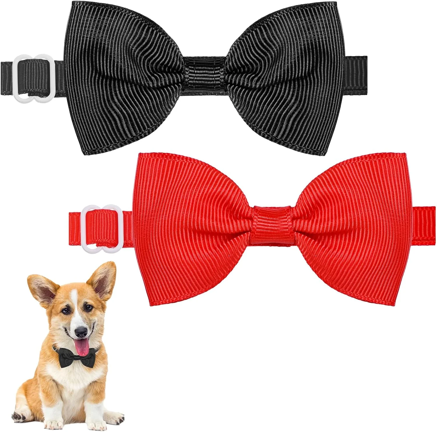 پاپیون سگ پیریو، 2 عددی، قرمز و مشکی، قابل تنظیم، سایز متوسط، پلی استر + پلی اتیلن، مناسب برای سگ های کوچک و متوسط، ایده آل برای عروسی ها و مهمانی ها