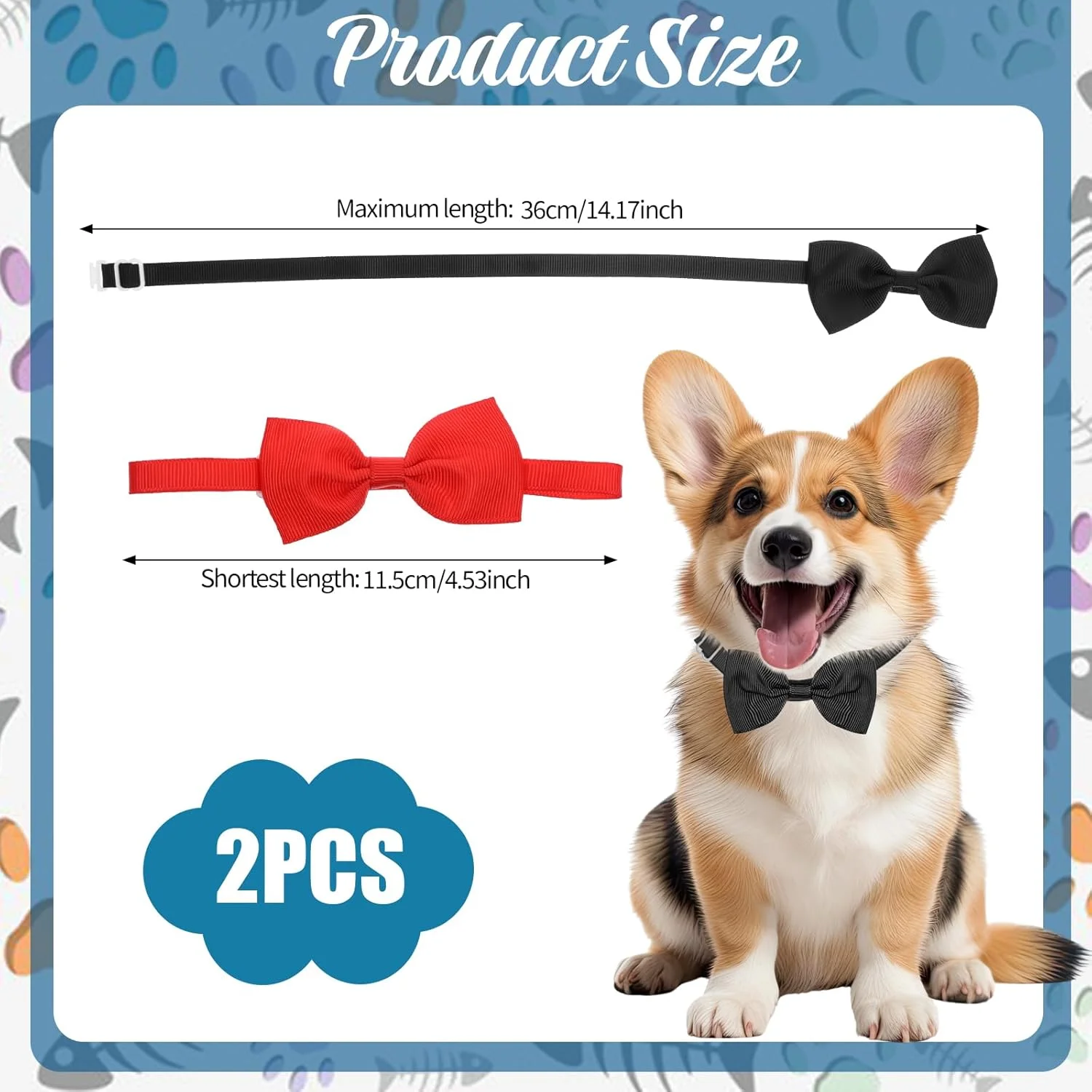 پاپیون سگ پیریو، 2 عددی، قرمز و مشکی، قابل تنظیم، سایز متوسط، پلی استر + پلی اتیلن، مناسب برای سگ های کوچک و متوسط، ایده آل برای عروسی ها و مهمانی ها