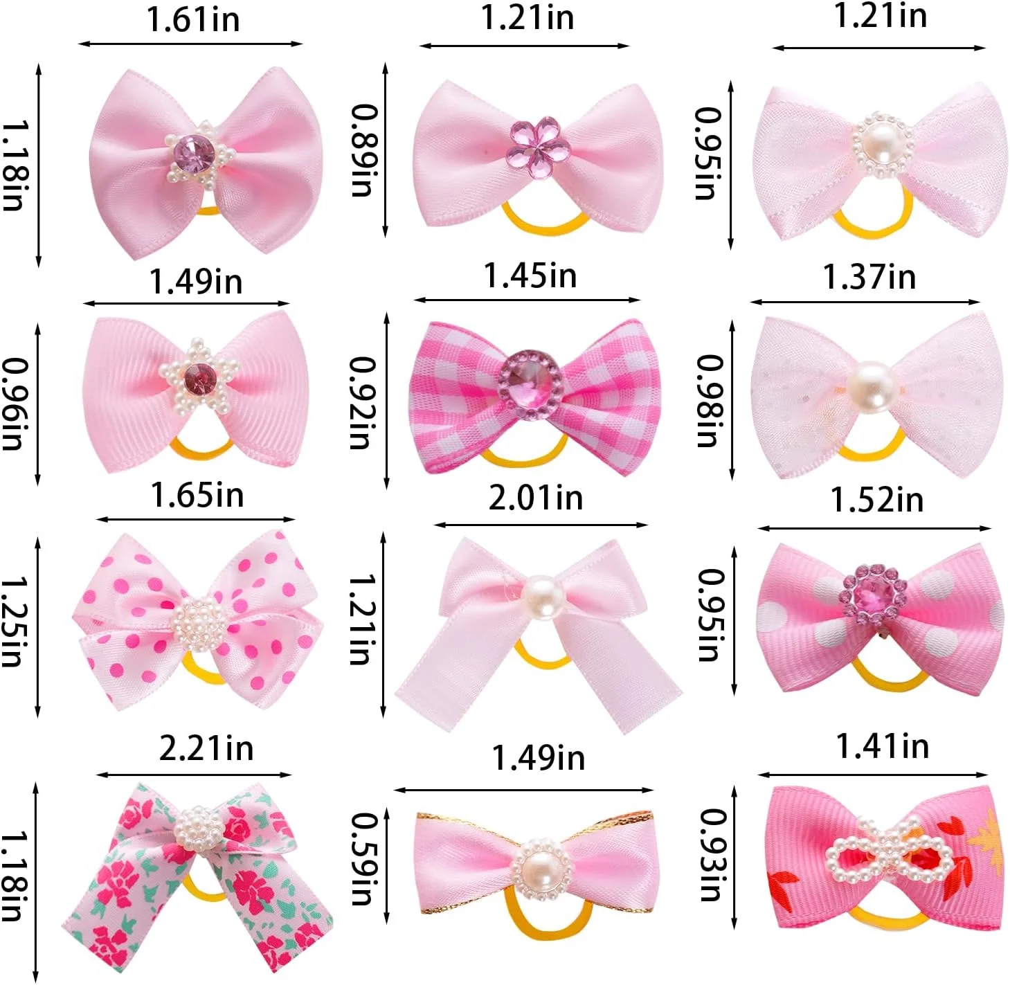 118 عدد پاپیون موی سگ با کش مو، دست ساز، رنگارنگ، طرح های توری، نگین دار و مرواریدی برای سگ های پشمالو، گربه و حیوانات خانگی دختر