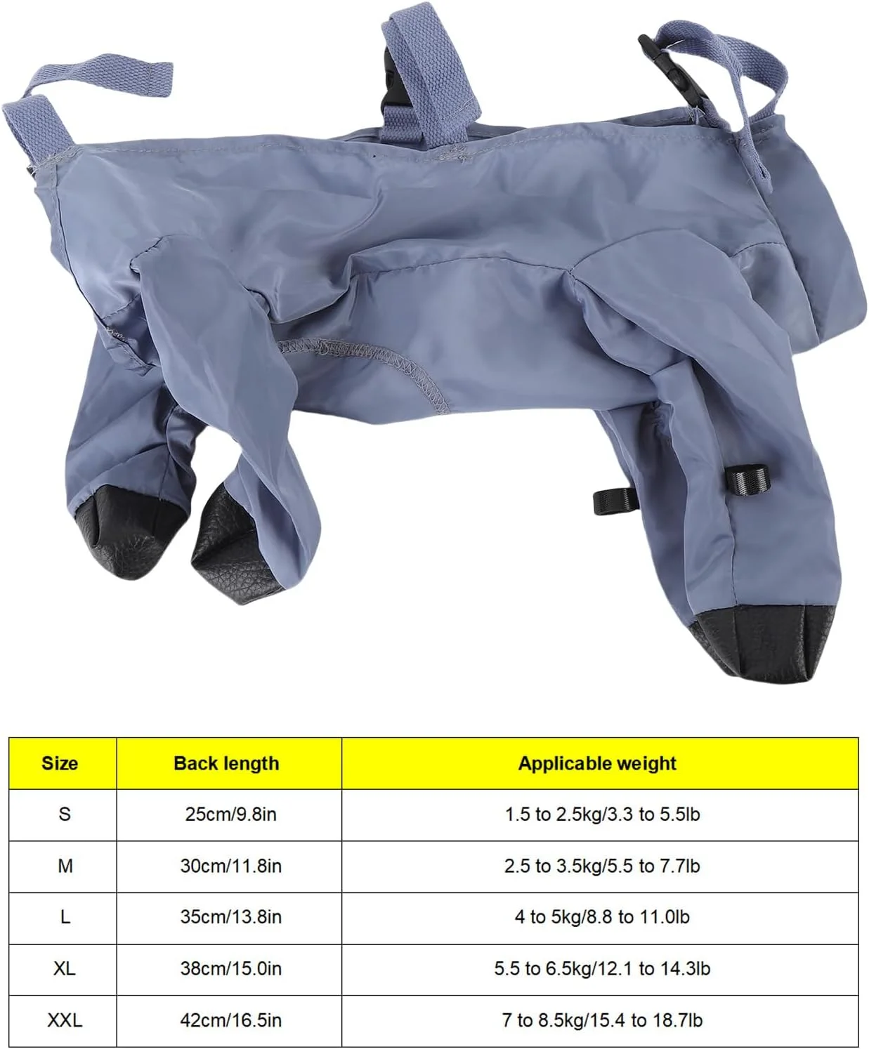 شلوار بارانی سگ با چکمه و بند شانه ای، محافظ پای ضد لغزش مناسب سگ های کوچک و متوسط برای پیاده روی و دویدن در فضای باز (سایز L)