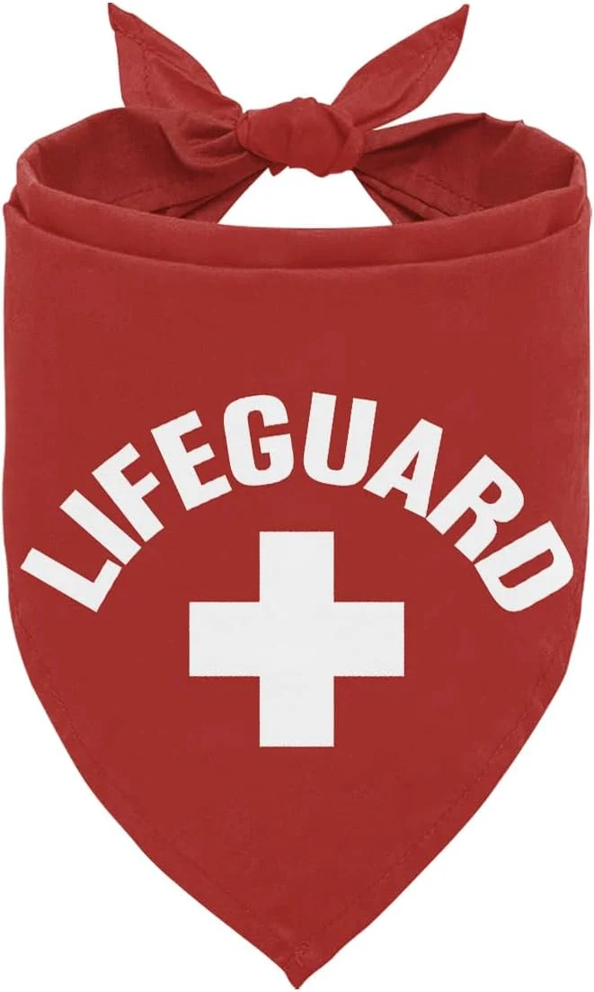دستمال گردن سگ نجات غریق، دستمال گردن کنار استخر، دستمال گردن کنار دریاچه، دستمال گردن شنا، لوازم جانبی روسری حیوانات خانگی برای سگ ها و گربه های کوچک و متوسط، روسری مثلثی قرمز خنده دار حیوانات خانگی
