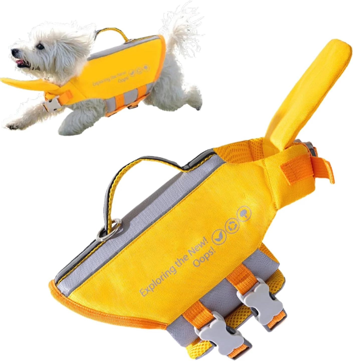 جلیقه نجات سگ | جلیقه آبی قابل حمل سگ، قابل تنظیم، نجات غریق حیوانات خانگی با شناوری بالا، لباس ایمنی جلیقه نجات سگ های کوچک، متوسط و بزرگ