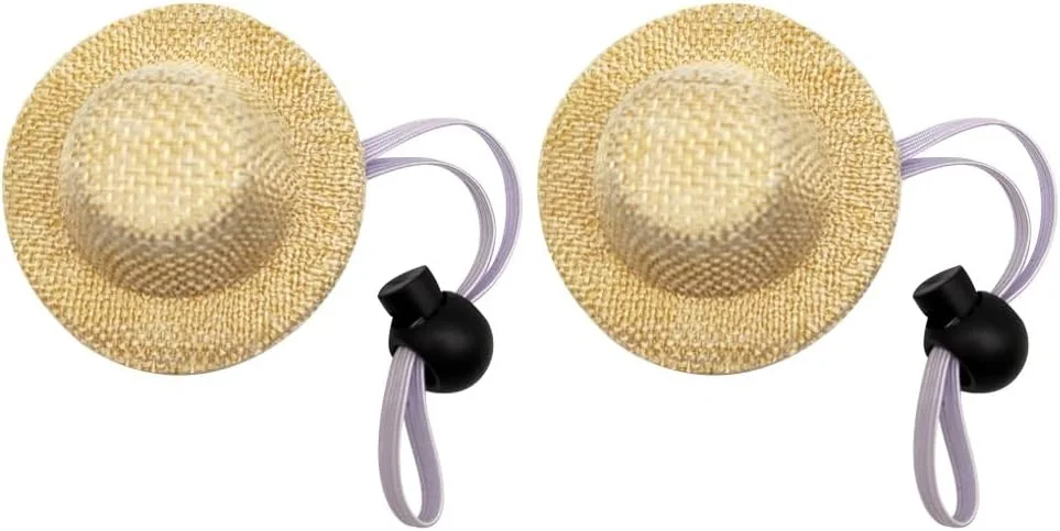 POPETPOP بسته 2 عددی کلاه حصیری کوچک حیوانات خانگی، کلاه آفتابگیر سگ، کلاه گیس سگ، کلاه حیوانات، لوازم حیوانات خانگی، کلاه لبه دار عروسکی، کلاه سگ، لوازم جانبی سگ، کتان