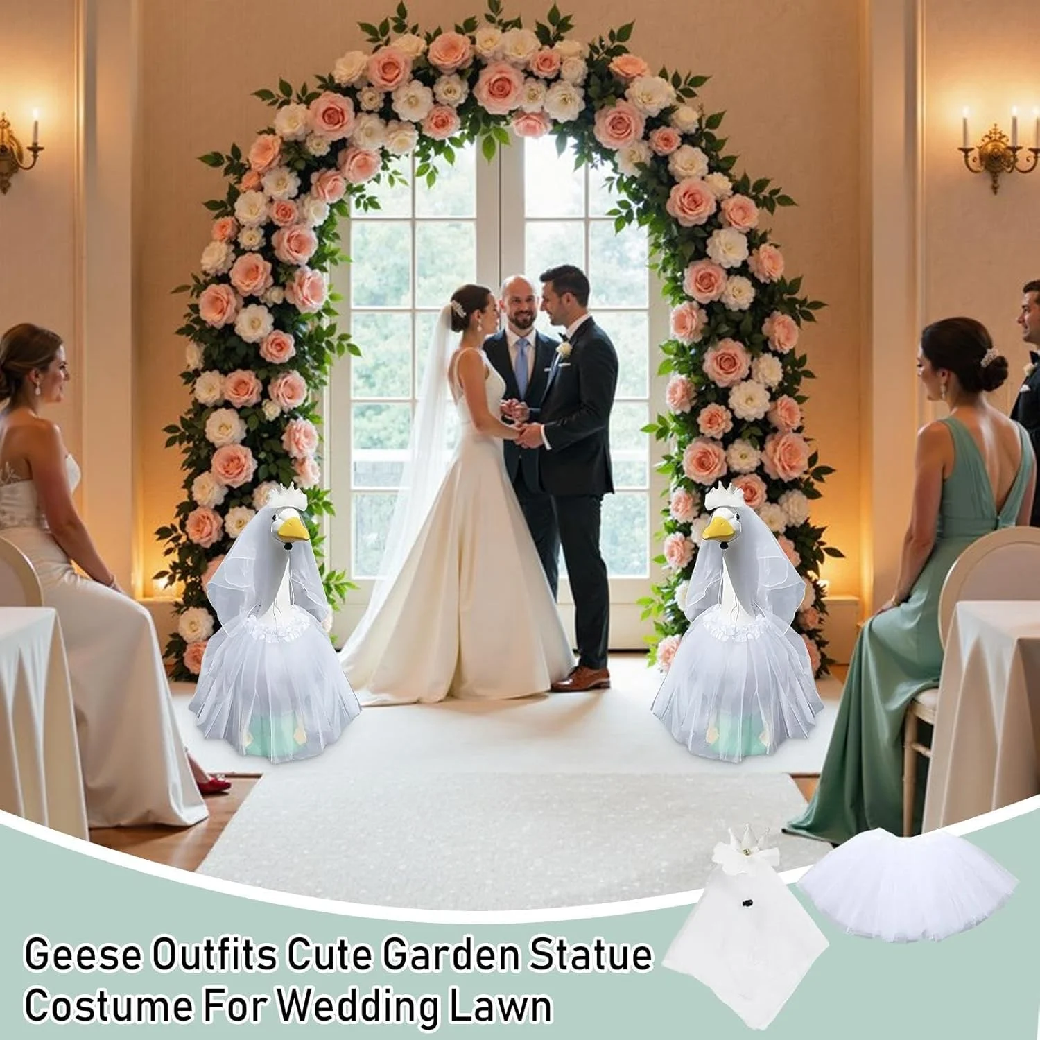 لباس عروسی غازهای ایوانی | تور و دامن حیوانی - لوازم جانبی دامن لباس سفید غاز برای تزئینات حیاط ایوان در فضای باز جشن