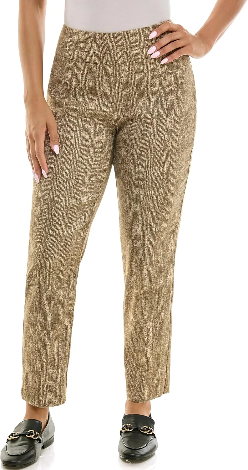 شلوار زنانه زک اند ریچل، قد تا مچ پا، با پارچه میلنیوم، طرح شاه ماهی قهوه ای، سایز 14