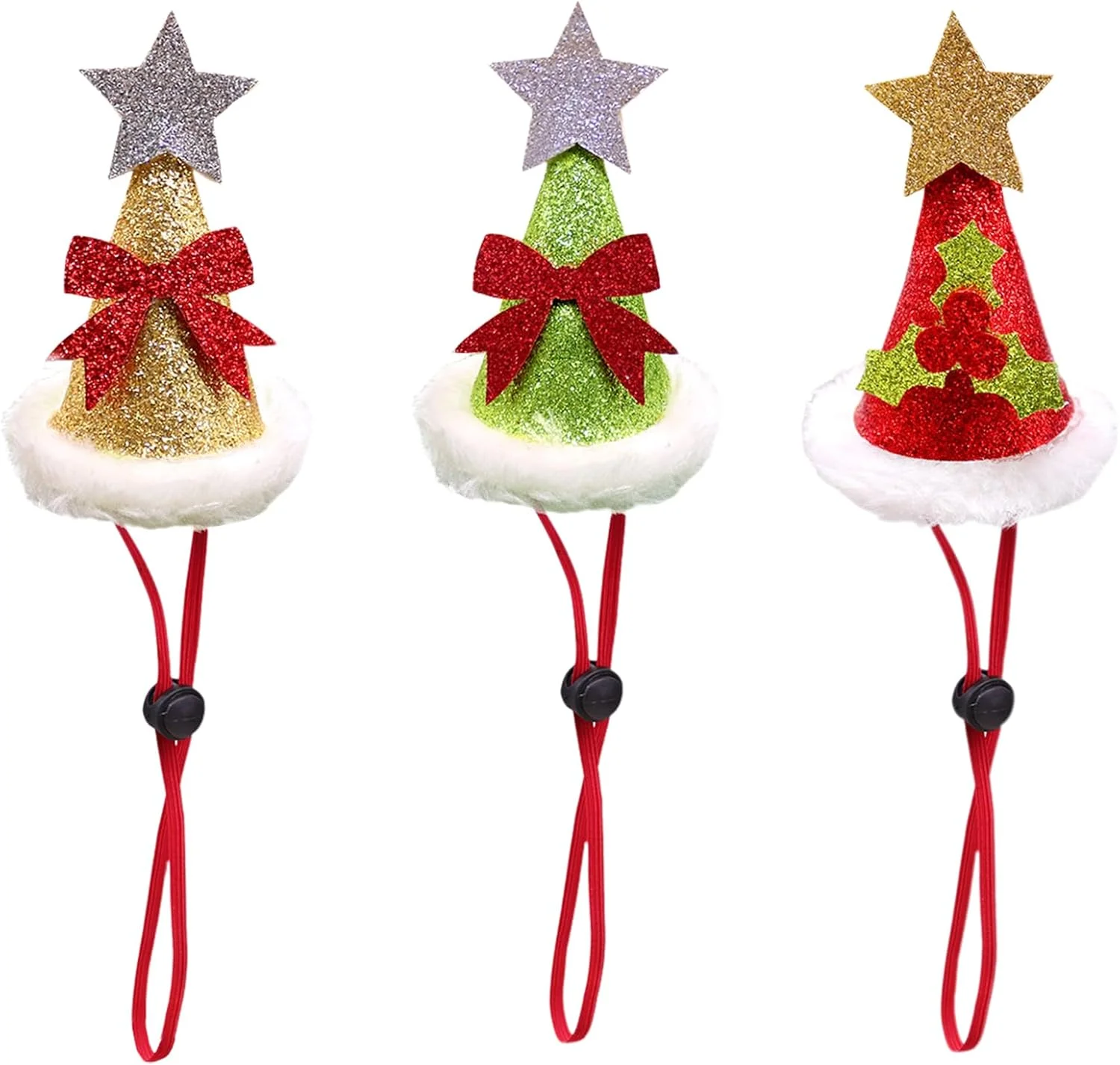 ست 3 عددی کلاه کریسمس قابل تنظیم PORUPAEL برای سگ و گربه، کلاه بابانوئل حیوانات خانگی، لباس کریسمس حیوانات خانگی برای سگ ها و گربه ها برای مهمانی کریسمس و تزئینات سال نو