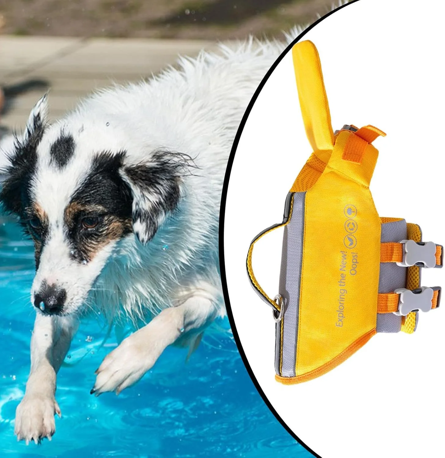 جلیقه نجات سگ، جلیقه آبی قابل حمل سگ، با دستگیره نجات، ضد لغزش، نجات دهنده حیوانات خانگی با شناوری بالا، لباس ایمنی برای شنا، قایق سواری، کایاک سواری