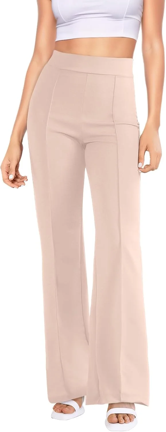 شلوار دمپا گشاد زنانه کمر بلند، شلوار راسته کشی غیر رسمی، ساق زنانه یوگا کشی شیک، مناسب ورزش و تمرین