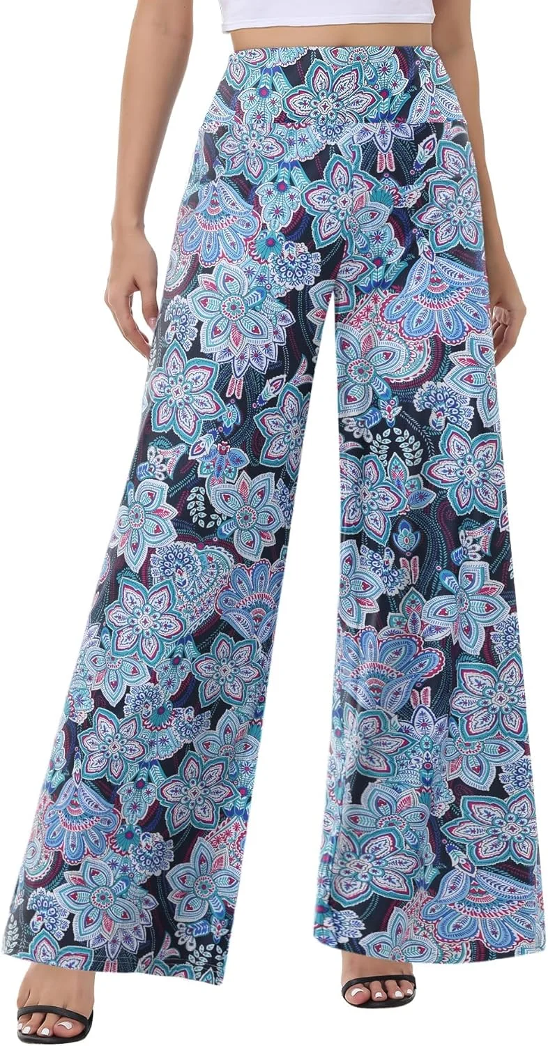 شلوار راحتی زنانه مشکی نرم ZOOSIXX، شلوار یوگا طرح‌دار راحت و غیررسمی