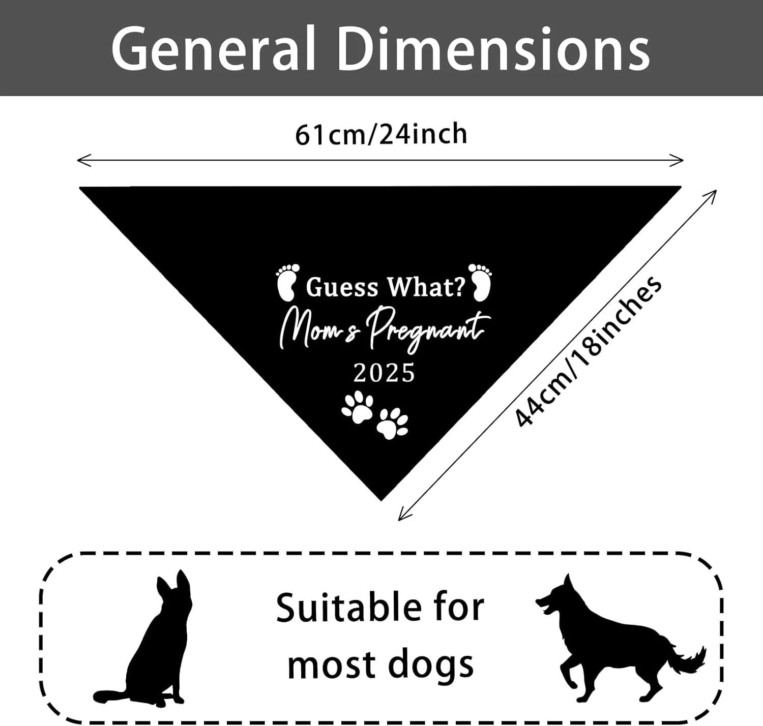 دستمال گردن سگ با طرح "حدس بزن مامان بارداره ۲۰۲۵"، دستمال سر خنده دار حیوانات خانگی، مناسب اعلام بارداری، دکوراسیون عکاسی و لوازم جانبی حیوانات خانگی برای دوستداران سگ