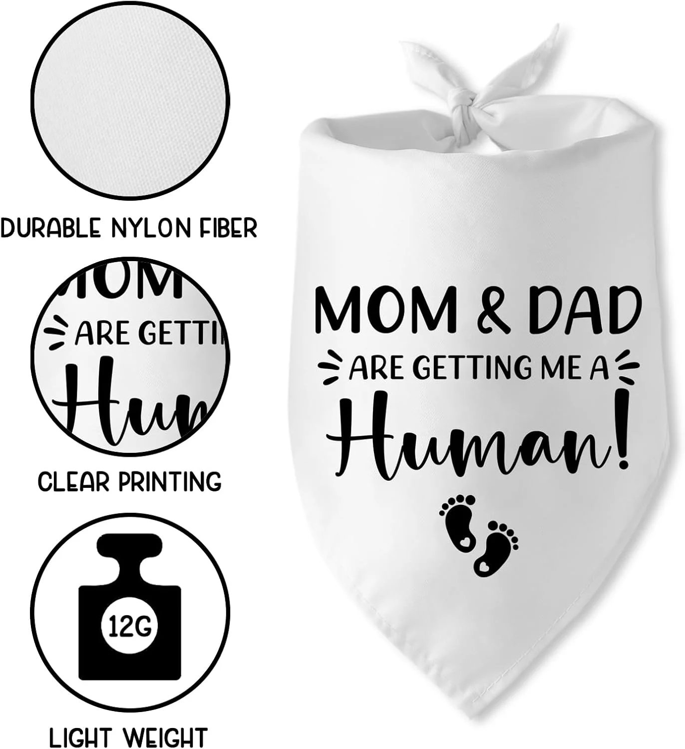 دستمال گردن سگ با طرح "مامان و بابا دارند یک انسان برای من می گیرند!" دستمال گردن سگ در حال آموزش، روسری مثلثی حیوانات خانگی برای سگ ها، اعلام بارداری سگ، اعلام بارداری من باردار هستم