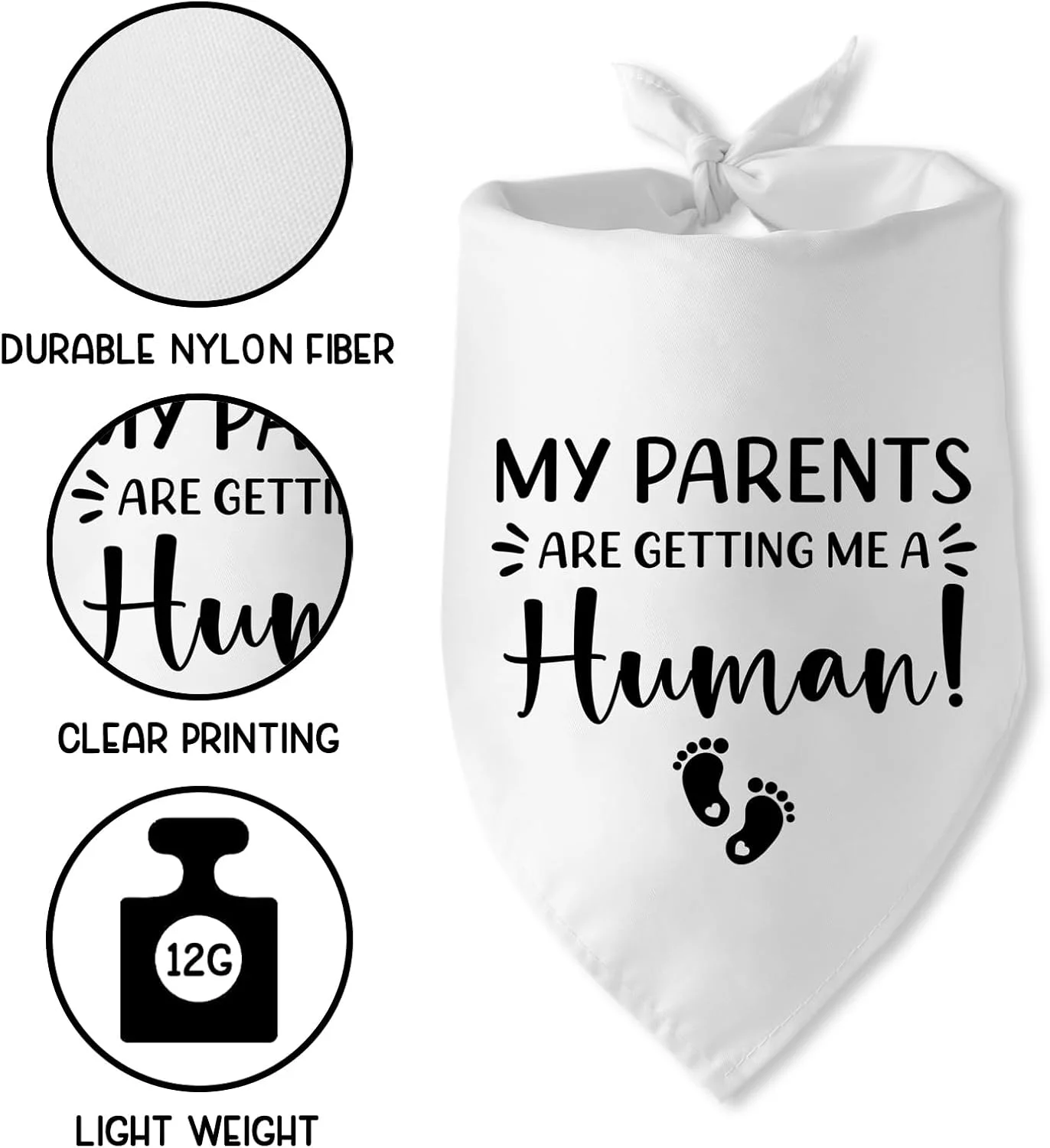 دستمال گردن سگ با طرح "دارم خواهر/برادر میشم!" - دستمال سه گوش سگ - پیشبند سگ - اعلام بارداری