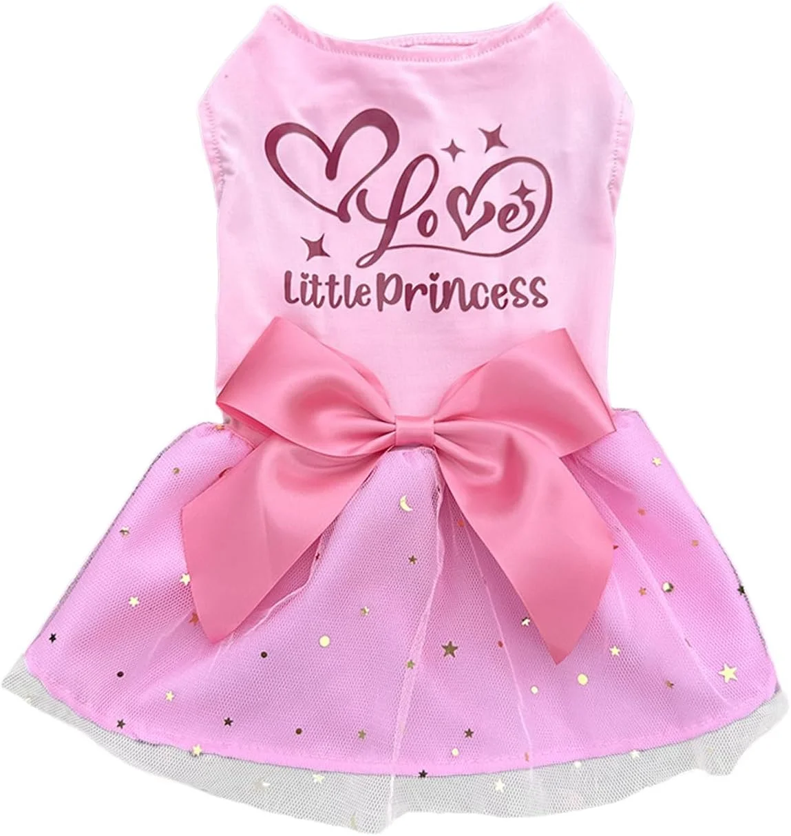 لباس سگ پرنسسی، لباس توری صورتی با پاپیون، دامن سگ، تولد حیوان خانگی، لباس عروسی و تعطیلات برای سگ های کوچک، دخترانه و گربه ها (صورتی، L)