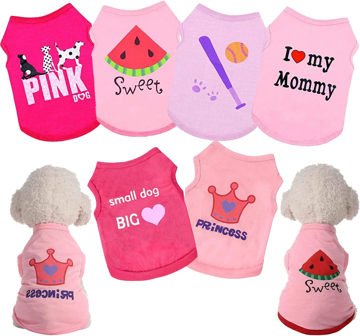 ست 6 عددی تیشرت حیوانات خانگی، تیشرت سگ توله سگ چاپی، تیشرت نرم سگ، تیشرت سگ کشی، لباس سگ توله سگ، لباس سگ، سگ کوچک برای سگ های خانگی گربه ها (کوچک)