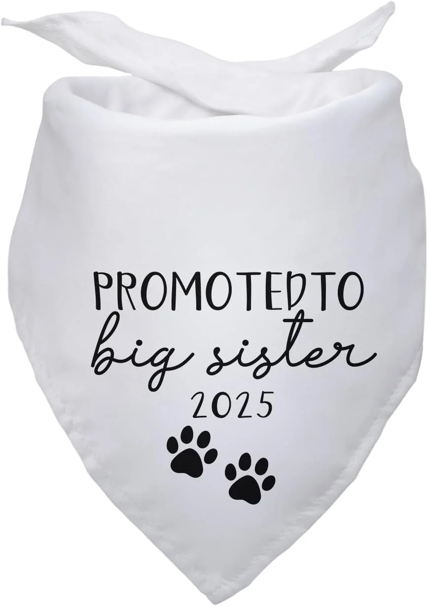 دستمال گردن سگ با طرح "خواهر بزرگتر شدم"، مناسب هدیه و جشن تولد سگ