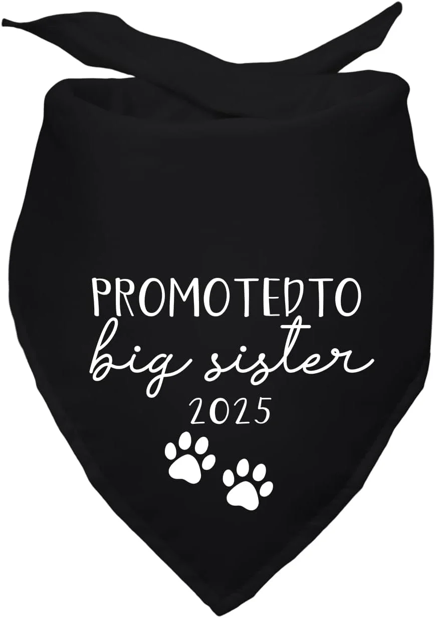 دستمال گردن سگ مشکی طرح خواهر بزرگ ۲۰۲۵، دستمال سه گوش، پیشبند، لوازم جشن تولد، اکسسوری عکاسی برای دوستداران سگ