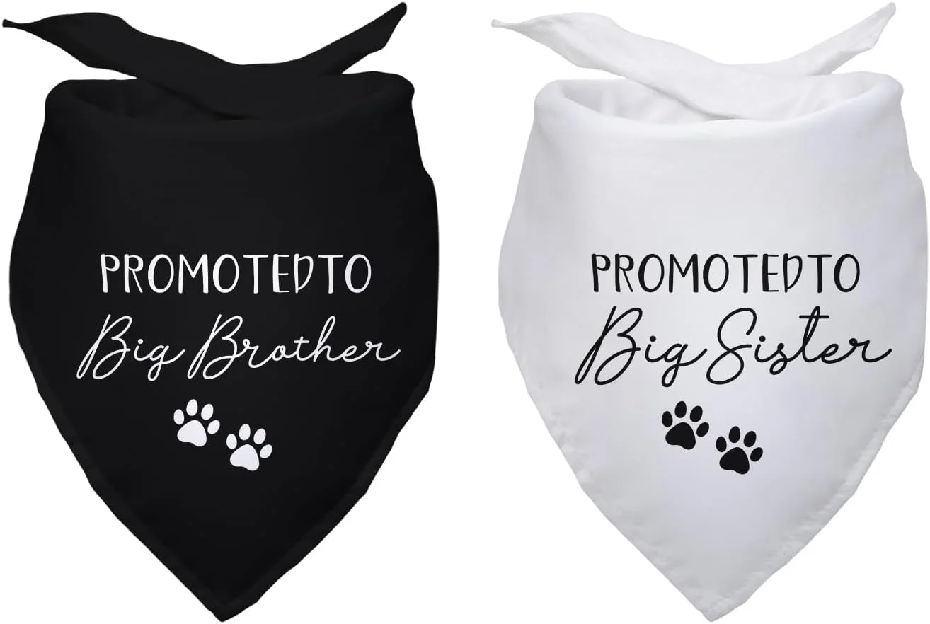 دستمال گردن سگ با طرح اعلام بارداری خواهر/برادر بزرگتر، مناسب برای عکاسی و لوازم جانبی حیوانات خانگی، بسته 2 عددی هدیه برای دوستداران سگ