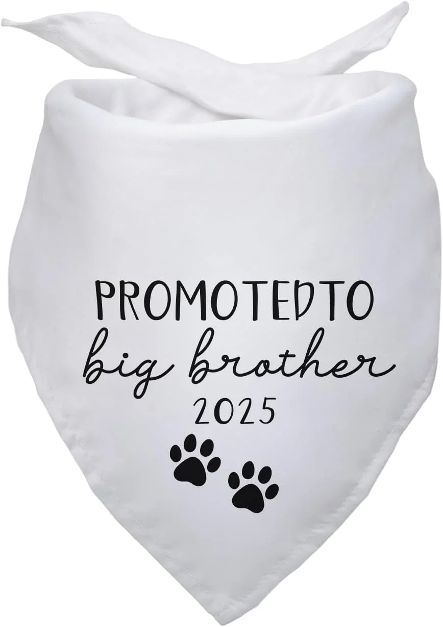 دستمال گردن سگ با طرح "برادر بزرگتر شدم - سال ۲۰۲۵"، مناسب سگ های خانگی، دستمال سه گوش، پیشبند، لوازم جشن تولد، اکسسوری عکاسی و هدیه برای دوستداران سگ