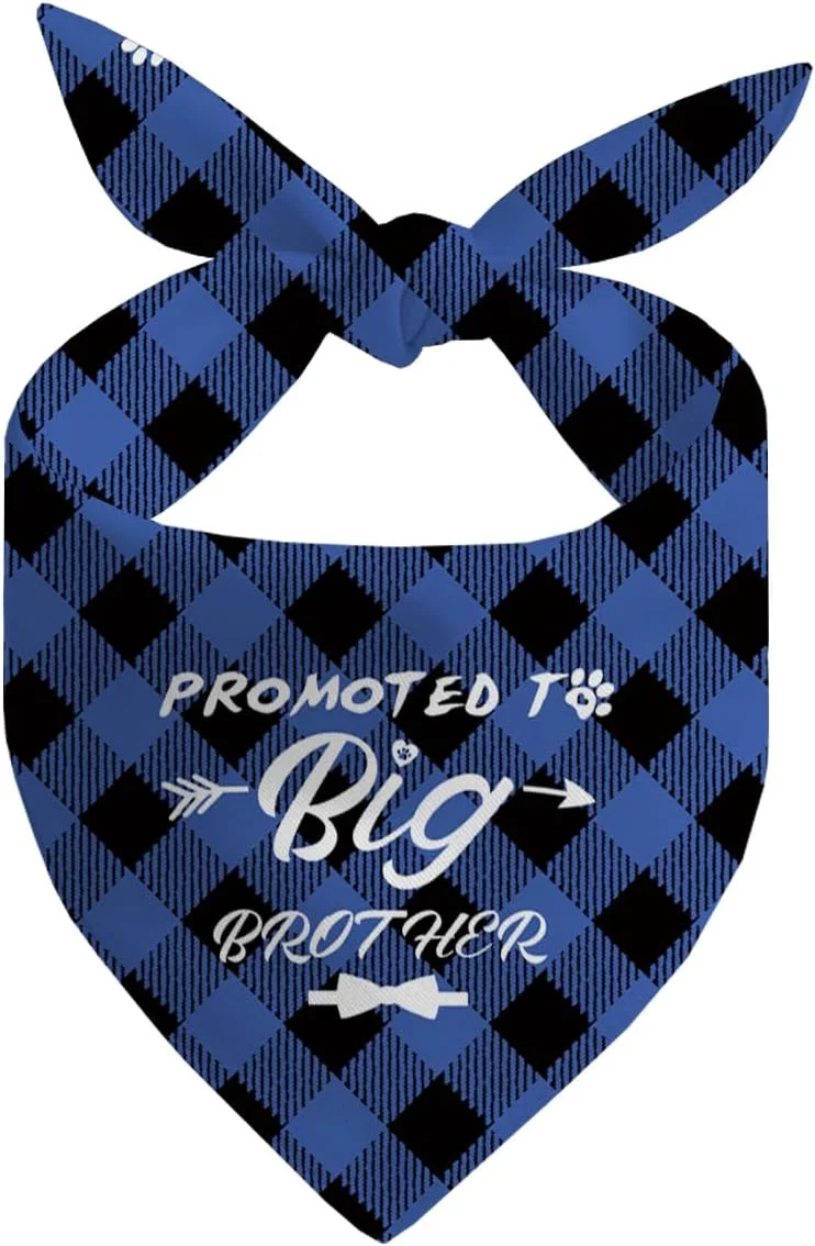 دستمال گردن سگ، دستمال گردن سگ برادر بزرگتر، شال سگ آبی با طرح چهارخانه کلاسیک، دستمال گردن سگ، شال حیوانات خانگی با طرح چهارخانه-B