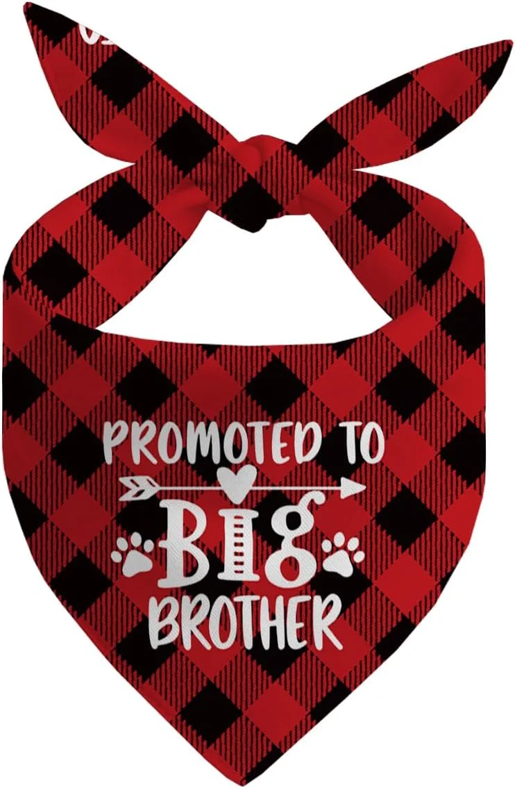 دستمال گردن سگ، دستمال گردن سگ برادر بزرگتر، شال گردن سگ قرمز با طرح چهارخانه کلاسیک، دستمال گردن حیوانات خانگی، لوازم جانبی طرح چهارخانه - B10