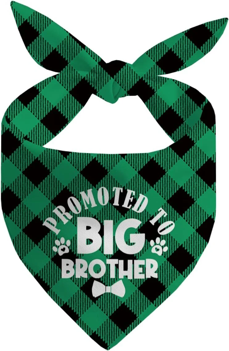 دستمال گردن سگ، دستمال گردن سگ برادر بزرگتر، شال گردن سگ سبز با طرح چهارخانه کلاسیک، دستمال گردن سگ، شال گردن حیوانات خانگی با طرح چهارخانه - B7