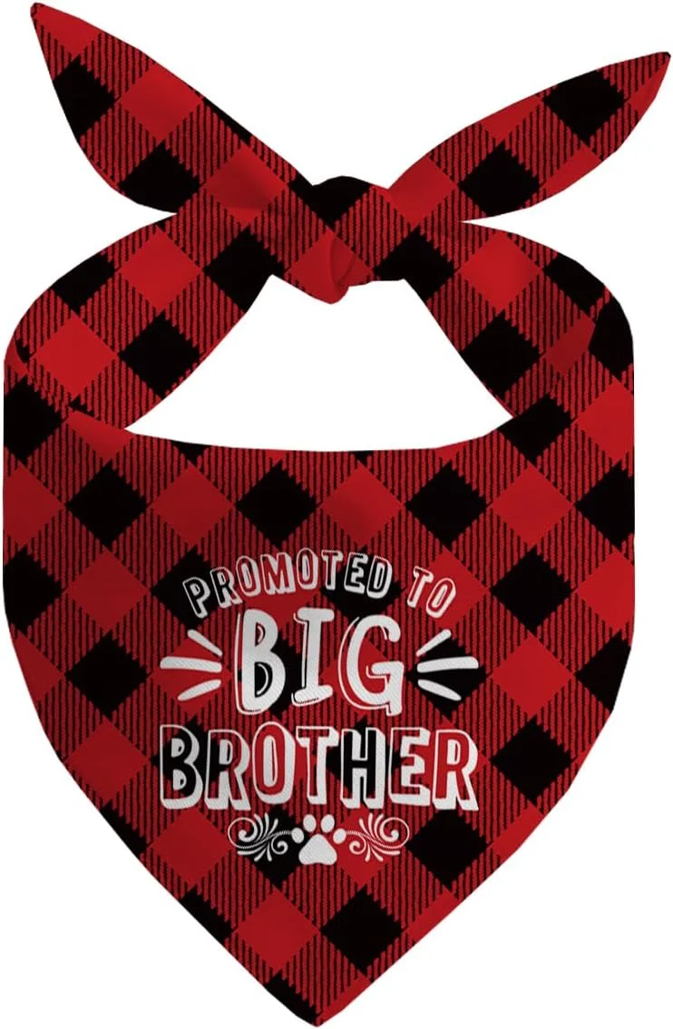 دستمال گردن سگ، دستمال گردن سگ برادر بزرگتر، شال گردن سگ قرمز با طرح چهارخانه کلاسیک، دستمال گردن حیوانات خانگی، لوازم جانبی طرح چهارخانه - B15