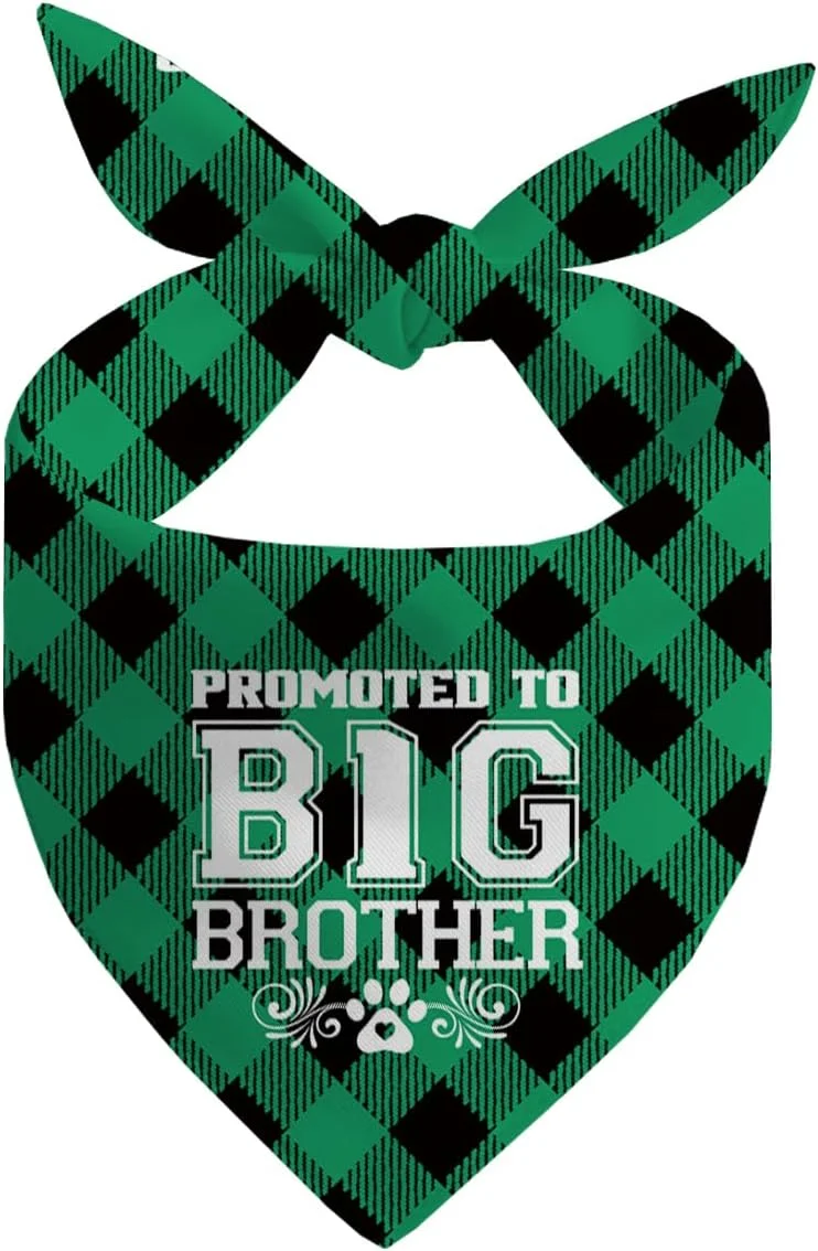 دستمال گردن سگ، دستمال گردن سگ برادر بزرگتر، شال گردن سگ سبز طرح چهارخانه کلاسیک، دستمال گردن سگ ها، شال گردن حیوانات خانگی طرح چهارخانه - B22